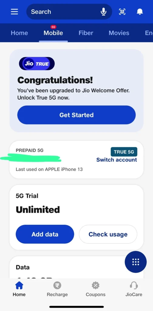 How to subscribe to unlimited 5G in Jio
