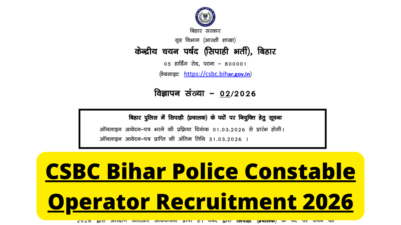 CSBC Bihar Police Constable Operator Online Form 2026